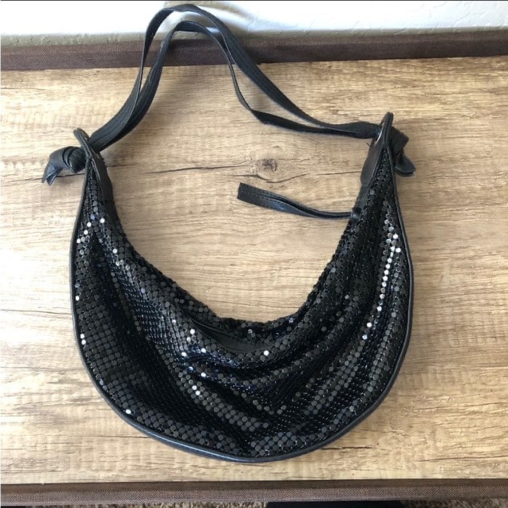 Black metal mesh purse